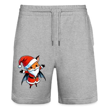 Bat Christmas - Stanley/Stella Trainer Unisex Organic Jogging Shorts - heather grey - Front - Nik (191cm) & Marisol (170cm)