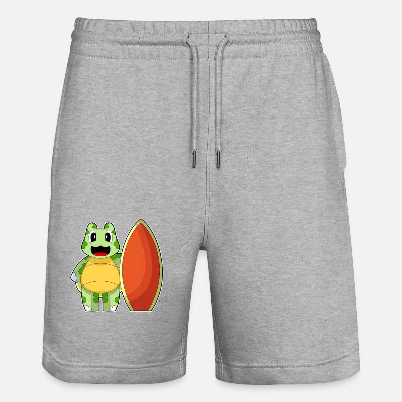 Turtle Surfer Surfboard - Stanley/Stella Trainer Unisex Organic Jogging Shorts - heather grey