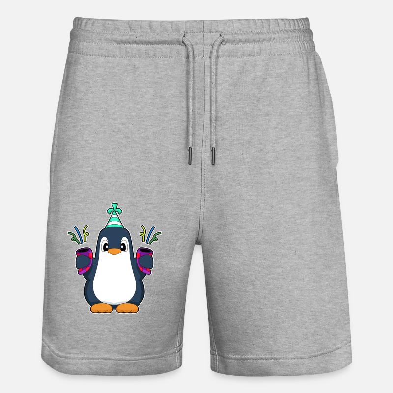 Pingouin Anniversaire Confettis - Short de jogging bio TRAINER Stanley/Stella unisexe - gris chiné