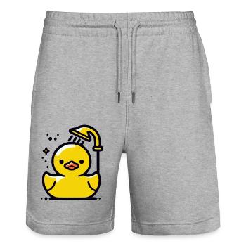 Squeaky Duck Yellow Duck Shower - Stanley/Stella Trainer Unisex Organic Jogging Shorts - heather grey - Front - Nik (191cm) & Marisol (170cm)