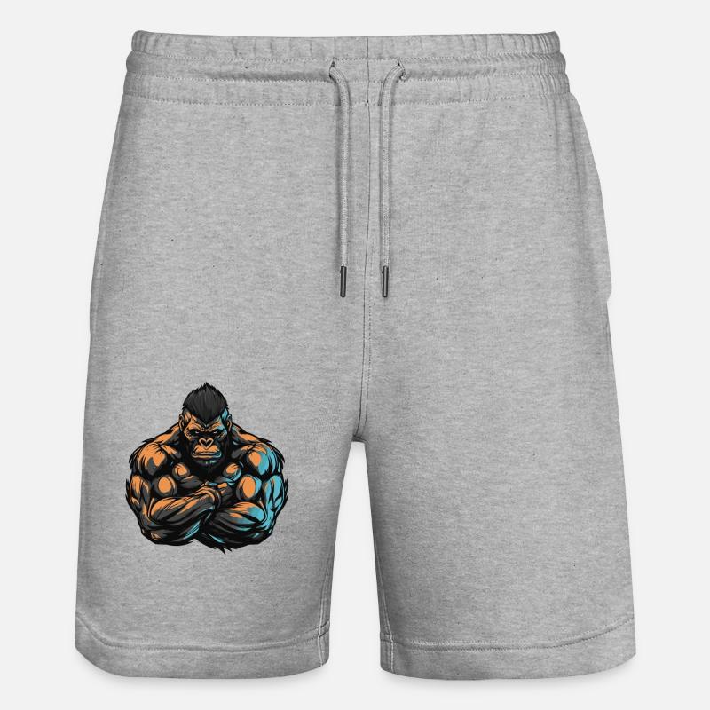 Musculation Gorilla Muscles Musculation - Short de jogging bio TRAINER Stanley/Stella unisexe - gris chiné