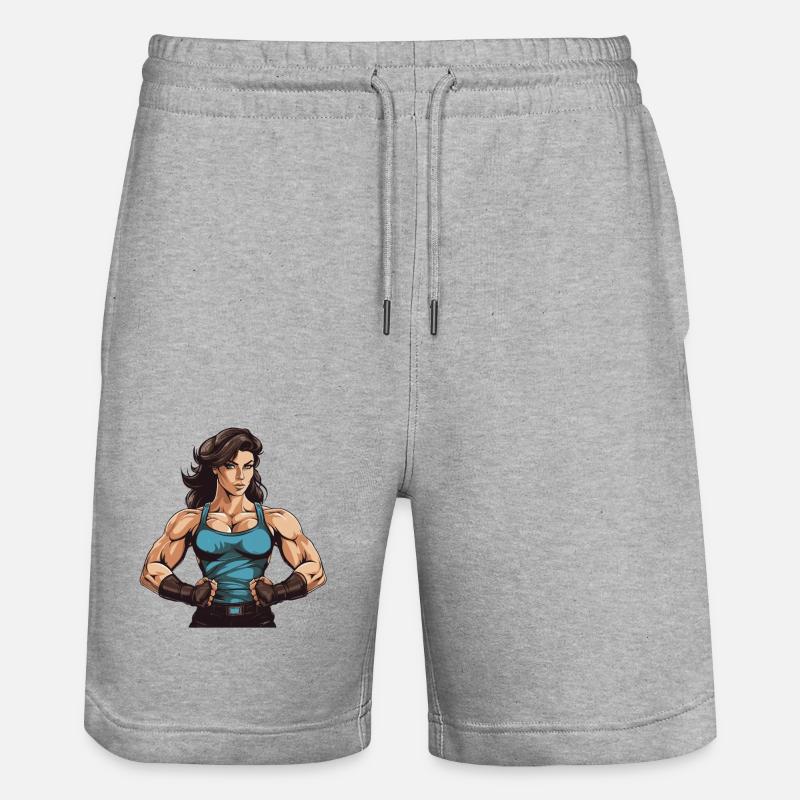 Femme Muscles Musculation - Short de jogging bio TRAINER Stanley/Stella unisexe - gris chiné