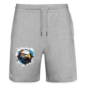Eagle Head Portrait Pop Art - Stanley/Stella Trainer Unisex Organic Jogging Shorts - heather grey - Front - Nik (191cm) & Marisol (170cm)