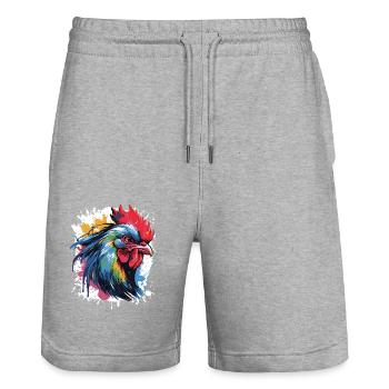 Rooster Head Portrait Pop Art - Stanley/Stella Trainer Unisex Organic Jogging Shorts - heather grey - Front - Nik (191cm) & Marisol (170cm)