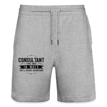 Consultant Colleagues Gift Profession Saying Funny - Stanley/Stella Trainer Unisex Organic Jogging Shorts - heather grey - Front - Nik (191cm) & Marisol (170cm)