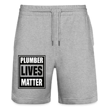 Plumber lives matter - Short de jogging bio TRAINER Stanley/Stella unisexe - gris chiné - Devant - Nik (191cm) & Marisol (170cm)