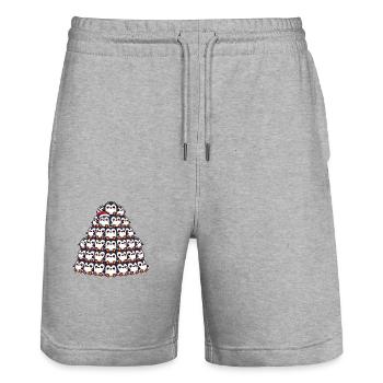 Pingouin Noël Arbre de Noël Arbre de Noël - Short de jogging bio TRAINER Stanley/Stella unisexe - gris chiné - Devant - Nik (191cm) & Marisol (170cm)