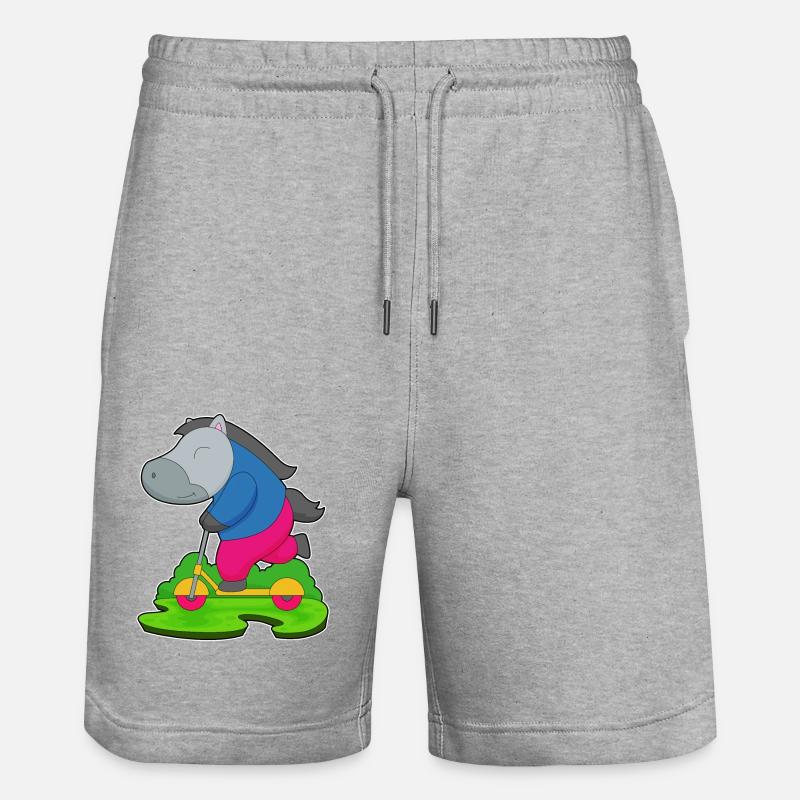 Pferd Roller - Stanley/Stella Unisex Bio Joggingshorts Trainer  - Grau meliert