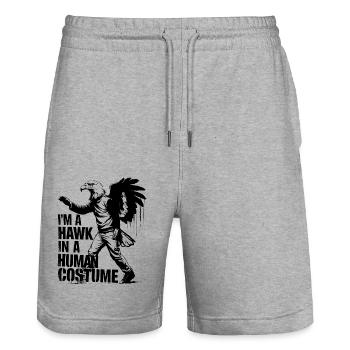 Ein Falke im Menschenkostüm - Stanley/Stella Unisex Bio Joggingshorts Trainer  - Grau meliert - Vorne - Nik (191cm) & Marisol (170cm)