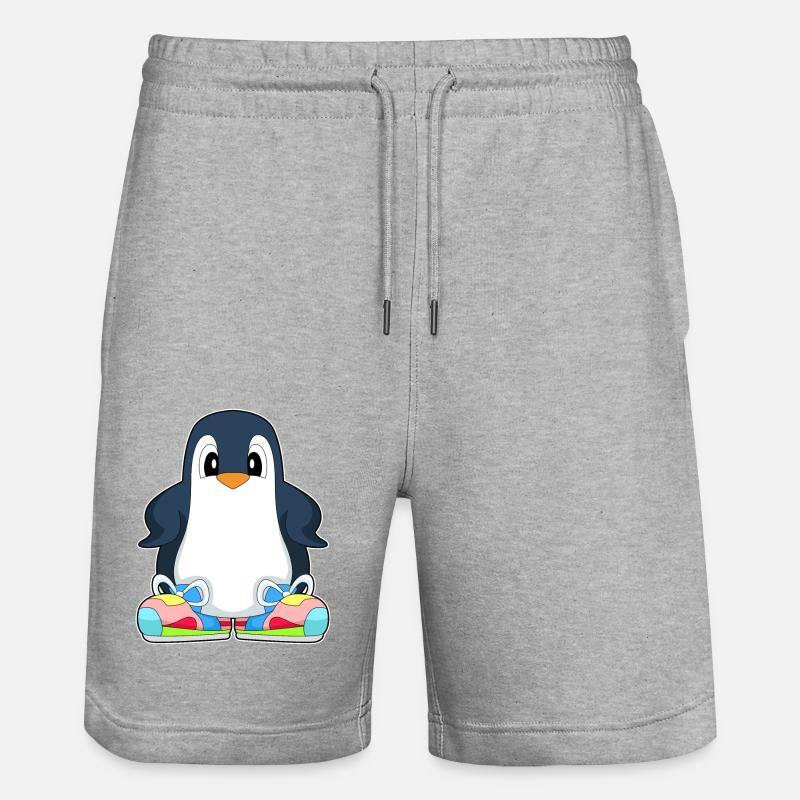 Pinguin große Schuhe - Stanley/Stella Unisex Bio Joggingshorts Trainer - Grau meliert