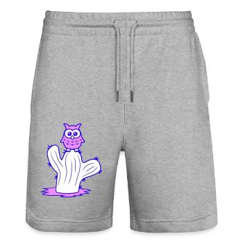 Cactus Owl Sitting Cacti Night Bird Cute Cute - Stanley/Stella Trainer Unisex Organic Jogging Shorts - heather grey - Front - Nik (191cm) & Marisol (170cm)