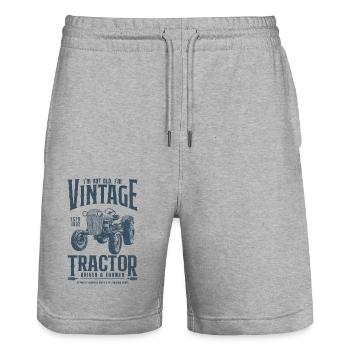Vintage Tractor Farmer Birthday Born In 1992 - Stanley/Stella Trainer Unisex Organic Jogging Shorts - heather grey - Front - Nik (191cm) & Marisol (170cm)