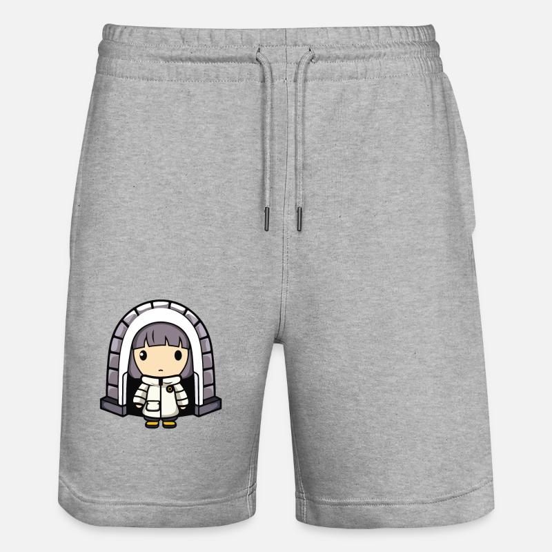 Bande dessinée d’igloo esquimau d’hiver - Short de jogging bio TRAINER Stanley/Stella unisexe - gris chiné