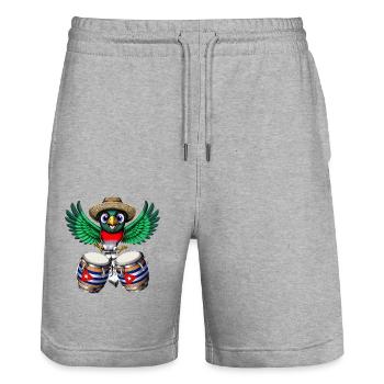 Cuba Trogon Bird Drum - Stanley/Stella Trainer Unisex Organic Jogging Shorts - heather grey - Front - Nik (191cm) & Marisol (170cm)