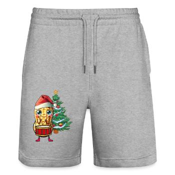 Peanut Gnome Gnome Drum Christmas Santa - Stanley/Stella Trainer Unisex Organic Jogging Shorts - heather grey - Front - Nik (191cm) & Marisol (170cm)