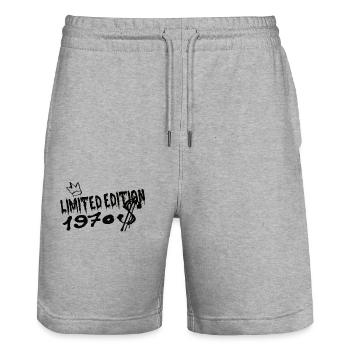 Limited Edition 1970 Geburtstag 1970 Geboren - Stanley/Stella Unisex Bio Joggingshorts Trainer  - Grau meliert - Vorne - Nik (191cm) & Marisol (170cm)