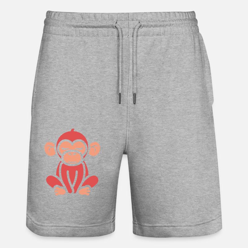 Singe babouin - Short de jogging bio TRAINER Stanley/Stella unisexe - gris chiné