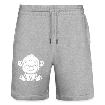 Pavian-Affe - Stanley/Stella Unisex Bio Joggingshorts Trainer  - Grau meliert - Vorne - Nik (191cm) & Marisol (170cm)