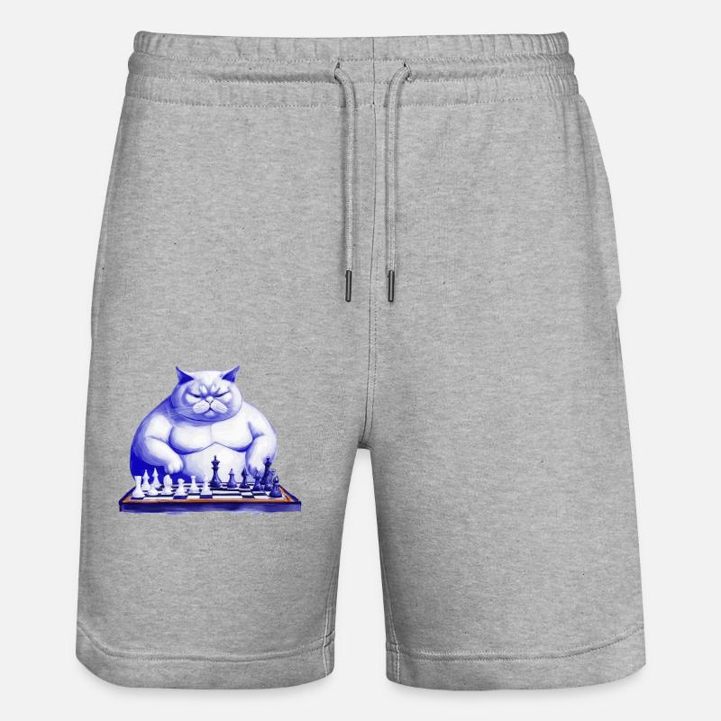 Chat jouant aux échecs - Short de jogging bio TRAINER Stanley/Stella unisexe - gris chiné