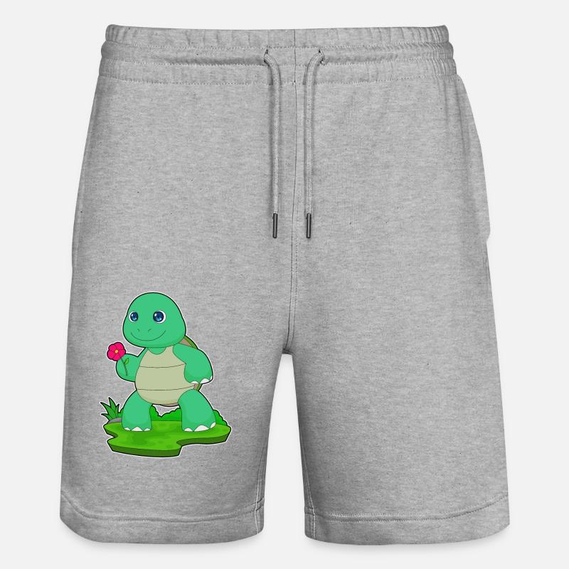 Turtle Flower - Stanley/Stella Trainer Unisex Organic Jogging Shorts - heather grey