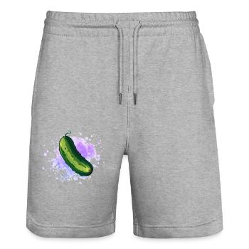Vegetarier Veganer saure Gurke Design - Stanley/Stella Unisex Bio Joggingshorts Trainer  - Grau meliert - Vorne - Nik (191cm) & Marisol (170cm)