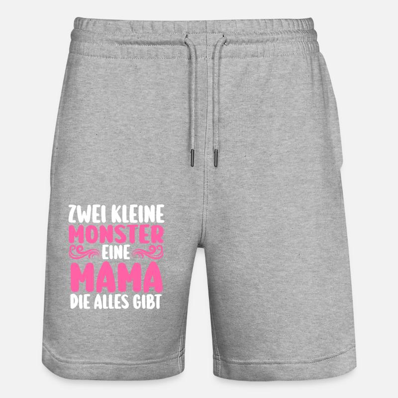 Mama Von 2 Kindern - Stanley/Stella Unisex Bio Joggingshorts Trainer  - Grau meliert