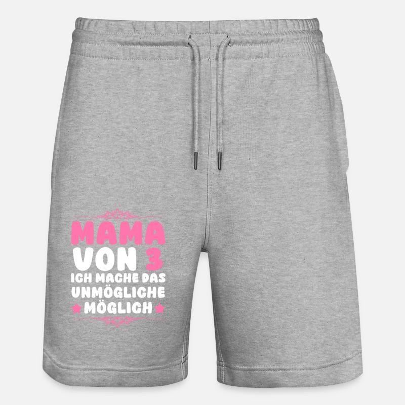 Maman de 3 enfants - Short de jogging bio TRAINER Stanley/Stella unisexe - gris chiné