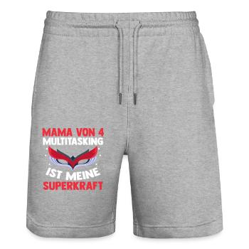 Maman de 4 enfants - Short de jogging bio TRAINER Stanley/Stella unisexe - gris chiné - Devant - Nik (191cm) & Marisol (170cm)