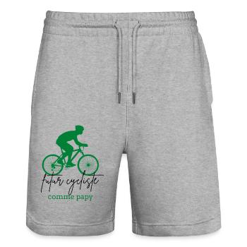 Zukünftiger Radfahrer als Opa Geschenk Boy Fahrrad - Stanley/Stella Unisex Bio Joggingshorts Trainer  - Grau meliert - Vorne - Nik (191cm) & Marisol (170cm)