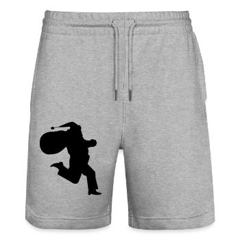 Le Père Noël court - Short de jogging bio TRAINER Stanley/Stella unisexe - gris chiné - Devant - Nik (191cm) & Marisol (170cm)