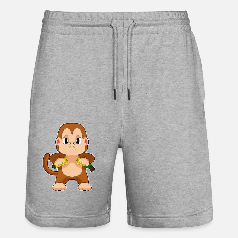 Singe Banane En colère - Short de jogging bio TRAINER Stanley/Stella unisexe - gris chiné