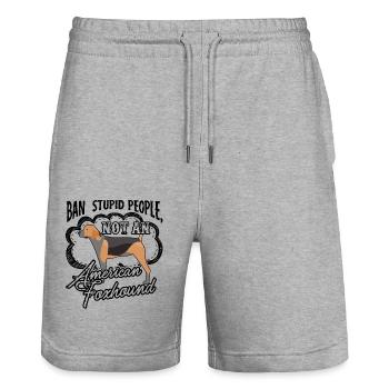 American Foxhound Ban Stupid People - Stanley/Stella Trainer Unisex Organic Jogging Shorts - heather grey - Front - Nik (191cm) & Marisol (170cm)
