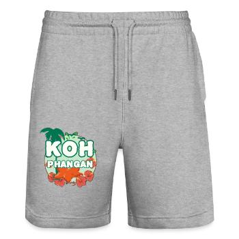 K8h Pha-ngan Island - Stanley/Stella Trainer Unisex Organic Jogging Shorts - heather grey - Front - Nik (191cm) & Marisol (170cm)