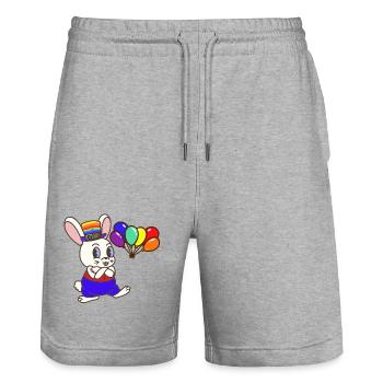 LGBT Lapin Lapin Gay Pride Lapin de Pâques - Short de jogging bio TRAINER Stanley/Stella unisexe - gris chiné - Devant - Nik (191cm) & Marisol (170cm)