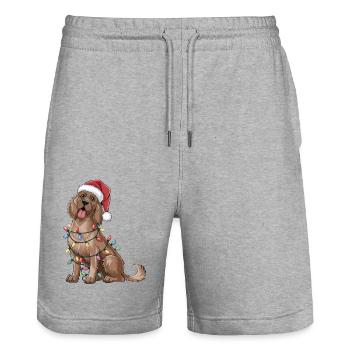 English Setter Christmas Lights Xmas Dogs Gifts - Stanley/Stella Trainer Unisex Organic Jogging Shorts - heather grey - Front - Nik (191cm) & Marisol (170cm)