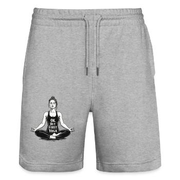 SPÜREN SIE IHR SELf - Stanley/Stella Unisex Bio Joggingshorts Trainer  - Grau meliert - Vorne - Nik (191cm) & Marisol (170cm)