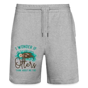 Otter I Wonder If Otters Think - Stanley/Stella Unisex Bio Joggingshorts Trainer  - Grau meliert - Vorne - Nik (191cm) & Marisol (170cm)