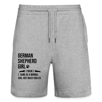 German Shepherd Girl Same As A Normal Girl Just Mu - Stanley/Stella Trainer Unisex Organic Jogging Shorts - heather grey - Front - Nik (191cm) & Marisol (170cm)