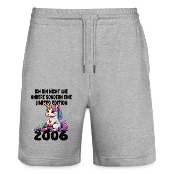 Limited Edition 2006 Birthday 2006 Born - Stanley/Stella Trainer Unisex Organic Jogging Shorts - heather grey - Front - Nik (191cm) & Marisol (170cm)