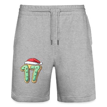 17 Zahl Weihnachten Keks - Stanley/Stella Unisex Bio Joggingshorts Trainer  - Grau meliert - Vorne - Nik (191cm) & Marisol (170cm)