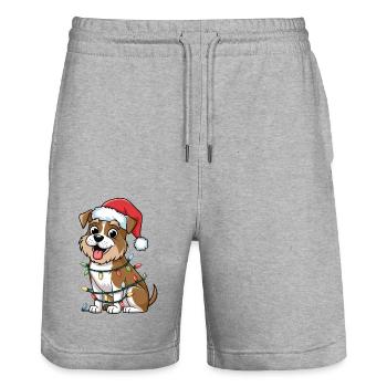 Norfolk Terrier Christmas Lights Xmas Dogs Gifts - Stanley/Stella Trainer Unisex Organic Jogging Shorts - heather grey - Front - Nik (191cm) & Marisol (170cm)