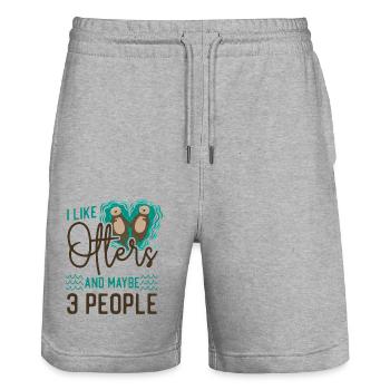 Otter I Like Otters And Maybe 3 - Stanley/Stella Trainer Unisex Organic Jogging Shorts - heather grey - Front - Nik (191cm) & Marisol (170cm)