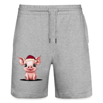 Nikolaus Weihnachtsmann Xmas Christmas - Stanley/Stella Unisex Bio Joggingshorts Trainer  - Grau meliert - Vorne - Nik (191cm) & Marisol (170cm)