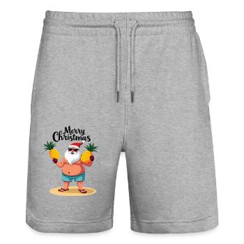 Tropical Santa Claus Santa Claus Xmas - Stanley/Stella Trainer Unisex Organic Jogging Shorts - heather grey - Front - Nik (191cm) & Marisol (170cm)