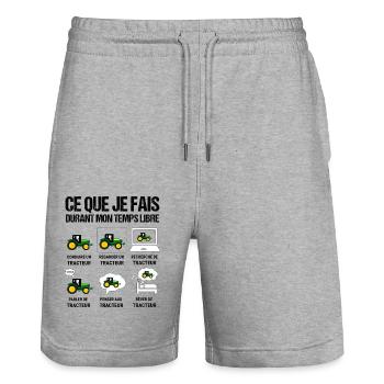 Ce que je fais durant mon je peux pas jai Tracteur - Short de jogging bio TRAINER Stanley/Stella unisexe - gris chiné - Devant - Nik (191cm) & Marisol (170cm)