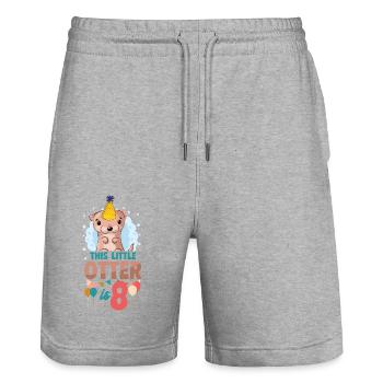 Anniversaire de la loutre Cette petite loutre - Short de jogging bio TRAINER Stanley/Stella unisexe - gris chiné - Devant - Nik (191cm) & Marisol (170cm)