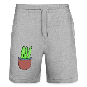 haricots verts jardinier amateur jardin jardinage haricot - Short de jogging bio TRAINER Stanley/Stella unisexe - gris chiné - Devant - Nik (191cm) & Marisol (170cm)