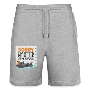Loutre désolée Une loutre a mangé mon - Short de jogging bio TRAINER Stanley/Stella unisexe - gris chiné - Devant - Nik (191cm) & Marisol (170cm)