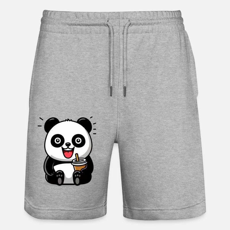 Panda mignon avec boisson - Short de jogging bio TRAINER Stanley/Stella unisexe - gris chiné