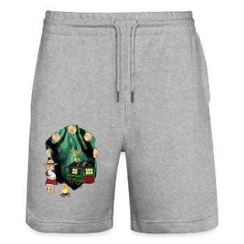 Child Kids Adventure Forest Dragon Dragon Mystical - Stanley/Stella Trainer Unisex Organic Jogging Shorts - heather grey - Front - Nik (191cm) & Marisol (170cm)